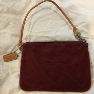 Coach wristlet burgundy suede